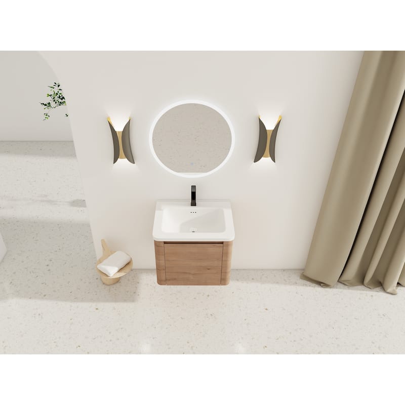 Wall-Mounted Bathroom Vanity with Ceramic Sink