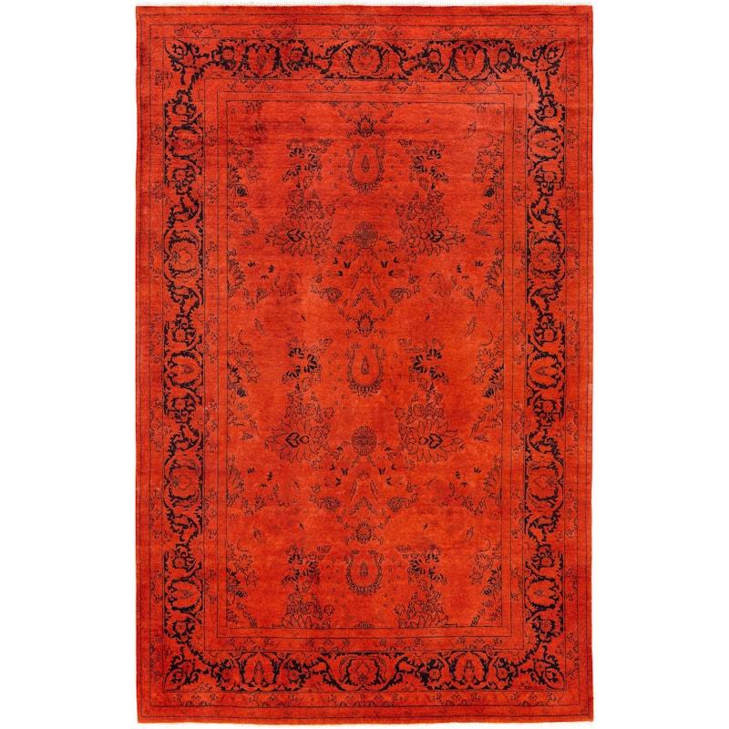 Overdyed One-of-a-Kind Hand-Knotted Area Rug - Orange - 4' 9" x 6' 10"