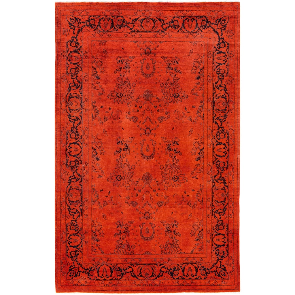 Overdyed One-of-a-Kind Hand-Knotted Area Rug - Orange - 4' 9" x 6' 10"