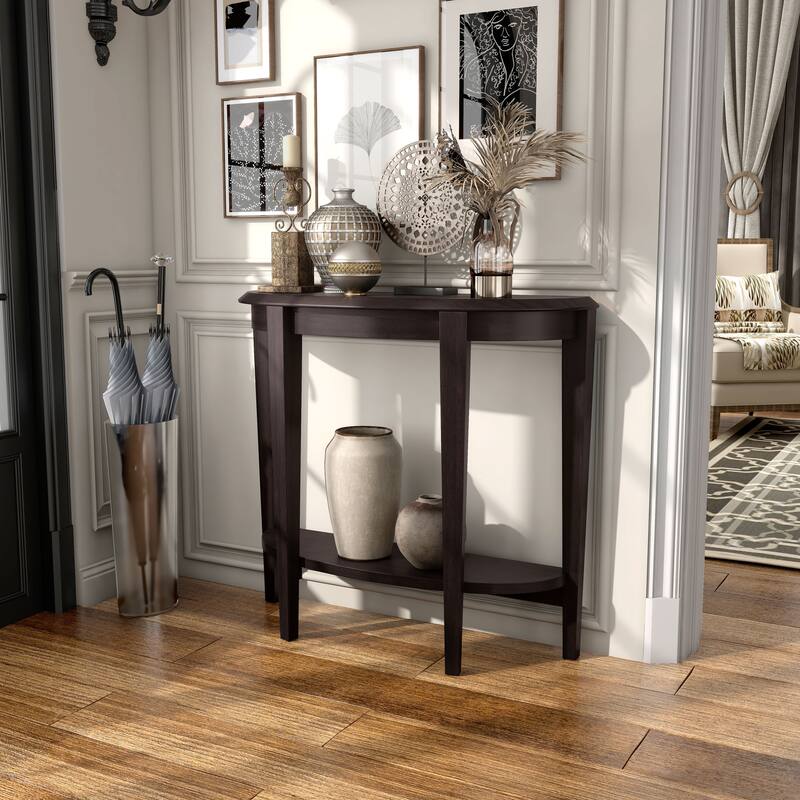 DH BASIC Contemporary Brown Decorative 1-Shelf Half-moon Console Table by Denhour