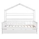 preview thumbnail 4 of 33, Full Size Wooden House Bed Kids Bed with Twin Size Trundle and Shelf
