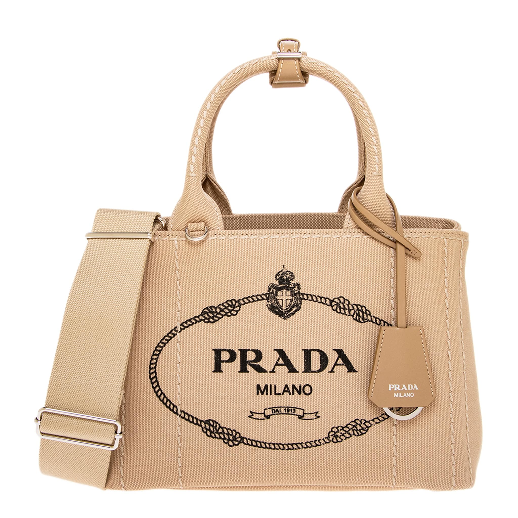 Prada Small Jardinière Cotton Canvas Bag