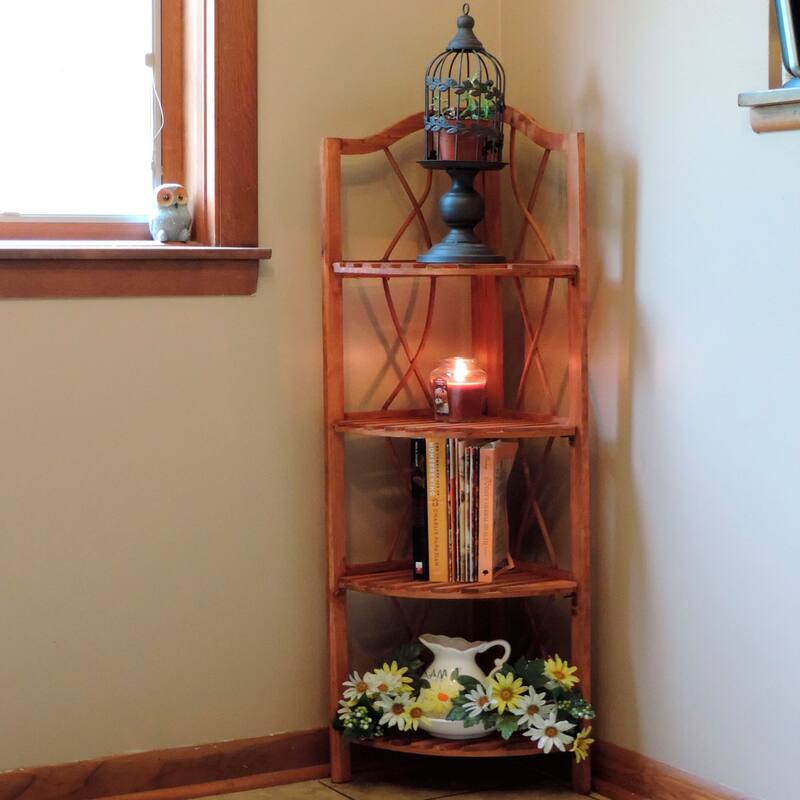 Windsor Home 4 Tier Wood Folding Corner Display Shelf