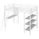 preview thumbnail 6 of 23, Twin Size Loft Metal Bed with 3 Layers of Shelves and Desk, Stylish Metal Frame Bed with Whiteboard