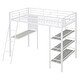preview thumbnail 8 of 13, Twin Size Loft Metal Bed with 3 Layers of Shelves and Desk, White