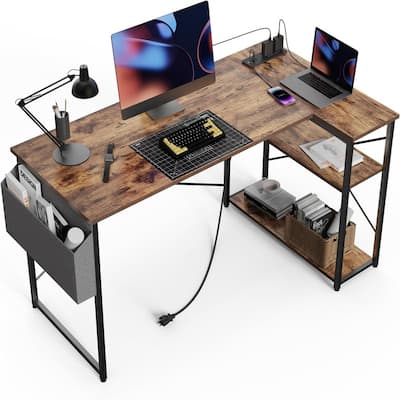 L Shaped Computer Desk with Power Outlets