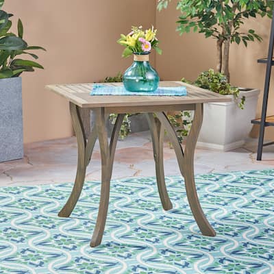 Roomfitters Outdoor Square Wood Dining Table, 31.5 Inch Patio Bistro Table, Small Garden Deck Table, Brown