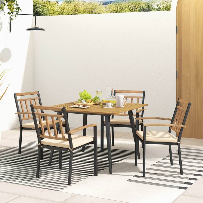 Costway 5 Pieces Patio Dining Set Outdoor Dining Table and Chairs with - See Details