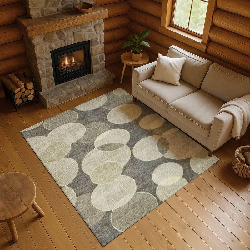 Premium Washable Super Soft Contemporary Bubbles Mayfield Rug - Taupe - 5' x 7'6"