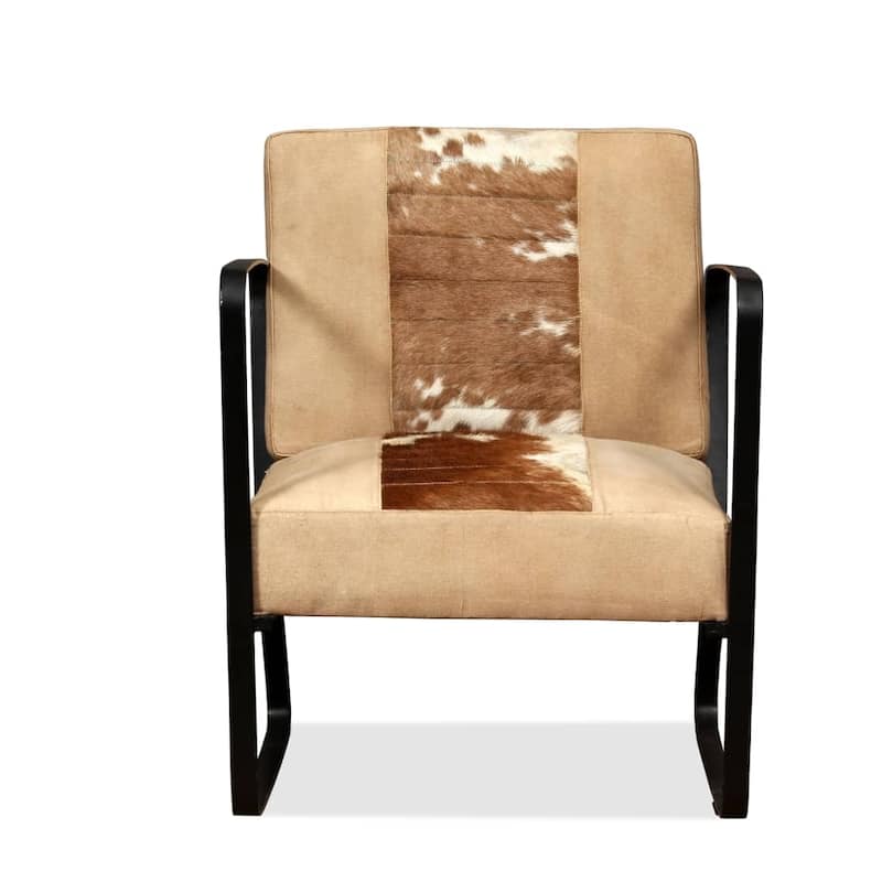 vidaXL Sofa Single Sofa Chair with Metal Frame for Living Room Genuine Leather - 23.6" x 25.2" x 29.1"