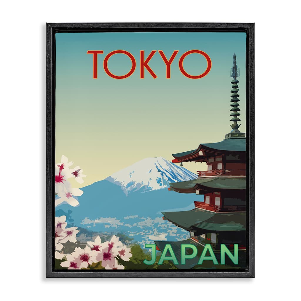 Stupell Vintage Tokyo Scenery Framed Floater Canvas Wall Art Design By Victoria Barnes