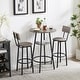 preview thumbnail 24 of 37, New Style Bar Table Set with Bar Stools PU Soft Seat with Backrest and Footrest ,1 Wooden Table(Set of 3 or Set of 5)