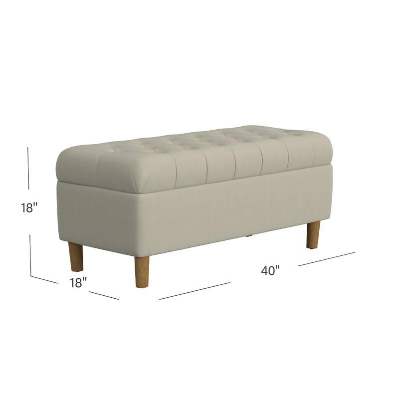Sol Storage Bench Ottoman, Tan Beige Velvet, Brown, 40 Inch