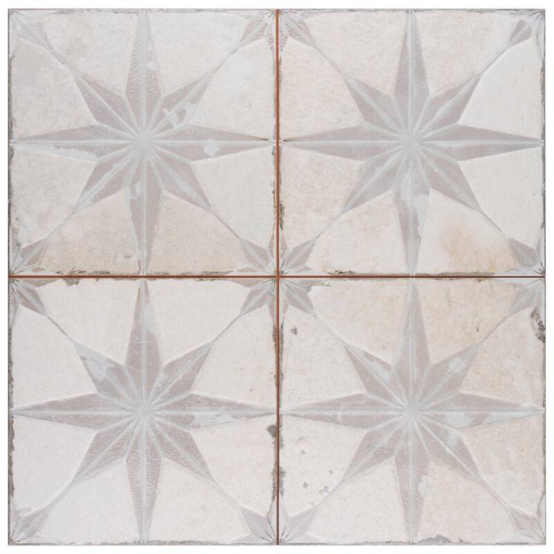 Merola Tile Kings Star Luxe White 17-5/8" x 17-5/8" Ceramic Floor and Wall Tile