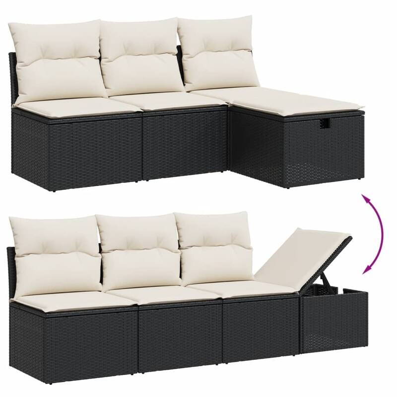 vidaXL Patio Sofa Set with Cushions Outdoor Conversation Furniture Poly Rattan - 21.7 x 24.4 x 27.2