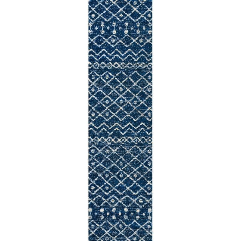 JONATHAN Y Izil Moroccan Beni Souk Area Rug - 2 X 8 - Navy/Cream