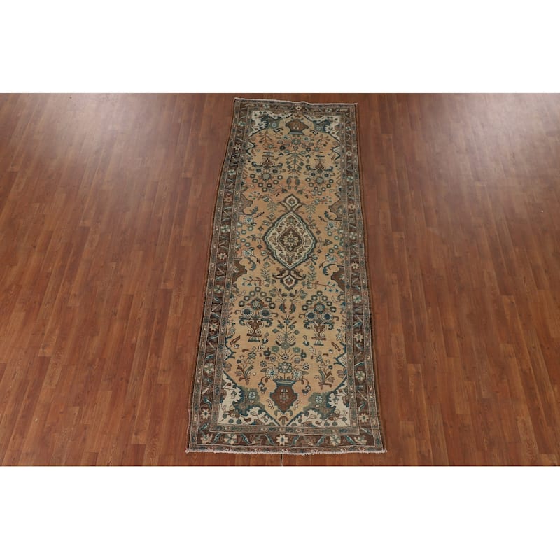 Lilian Persian Vintage Runner Rug Handmade Wool Carpet - 3'8"x 9'7"
