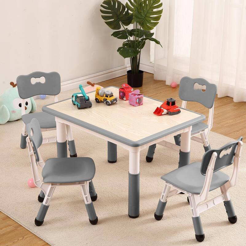 Kids Table and 4 Chair Set - Height Adjustable