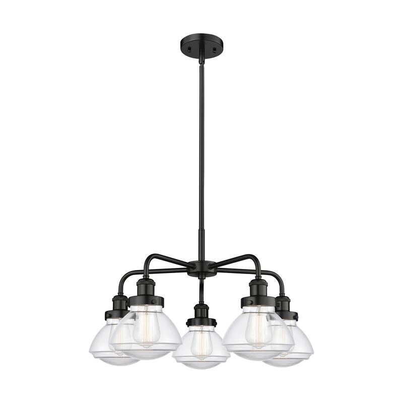 Innovations Lighting Olean - 5 Light 25" Stem Hung Chandelier - Clear/Matte Black