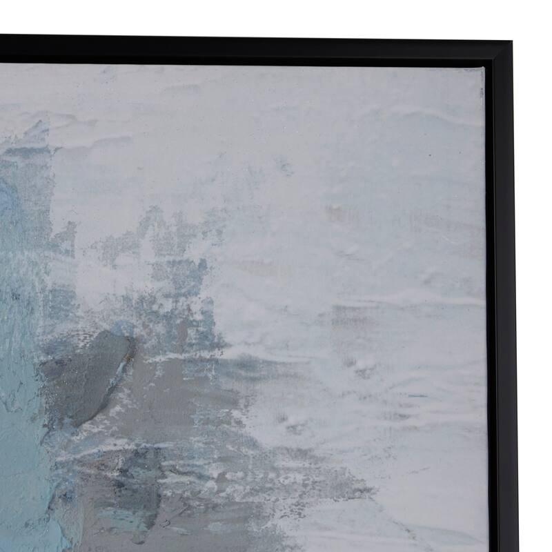 Blue Canvas Abstract Living Room Framed Wall Art with Black Frame