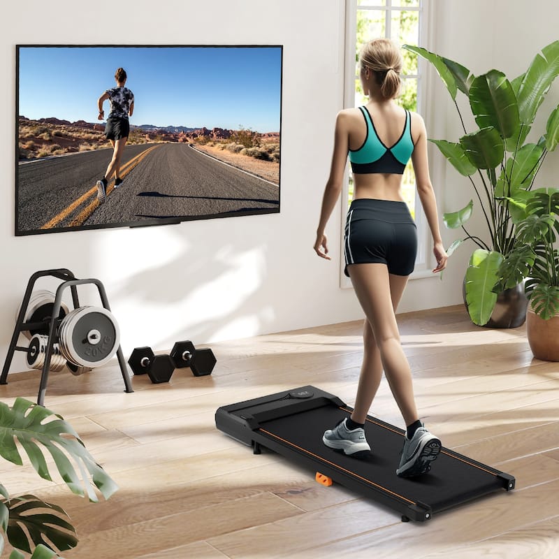 Compact Under Desk Treadmill for Home Office with 2.5HP Motor and Dual Shock Absorption - 43" x 19" x 4.7"