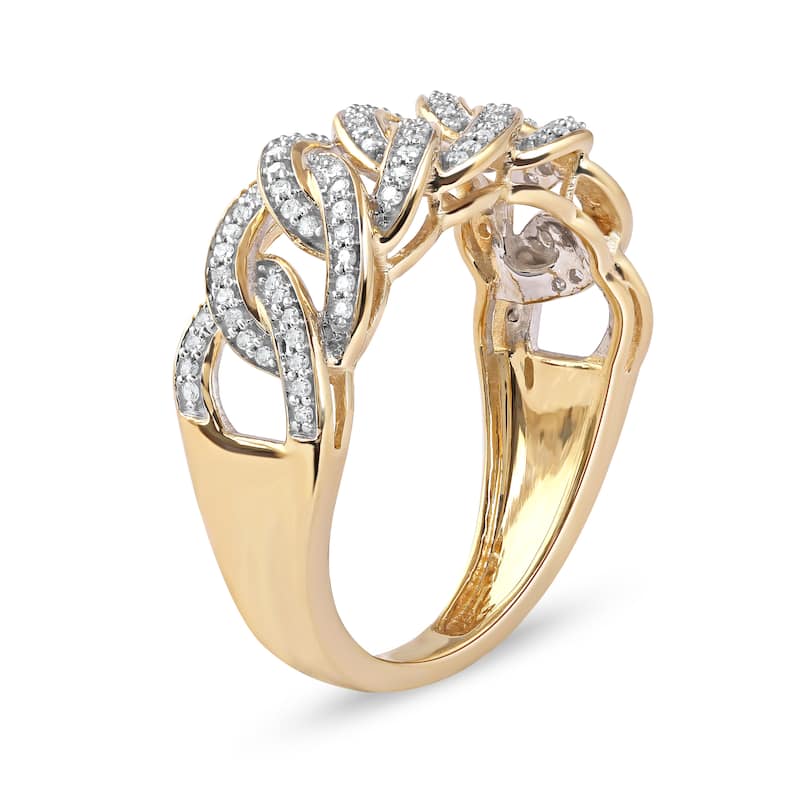 1/4ct TDW Diamond Cuban Link Ring in 10K Gold for Men