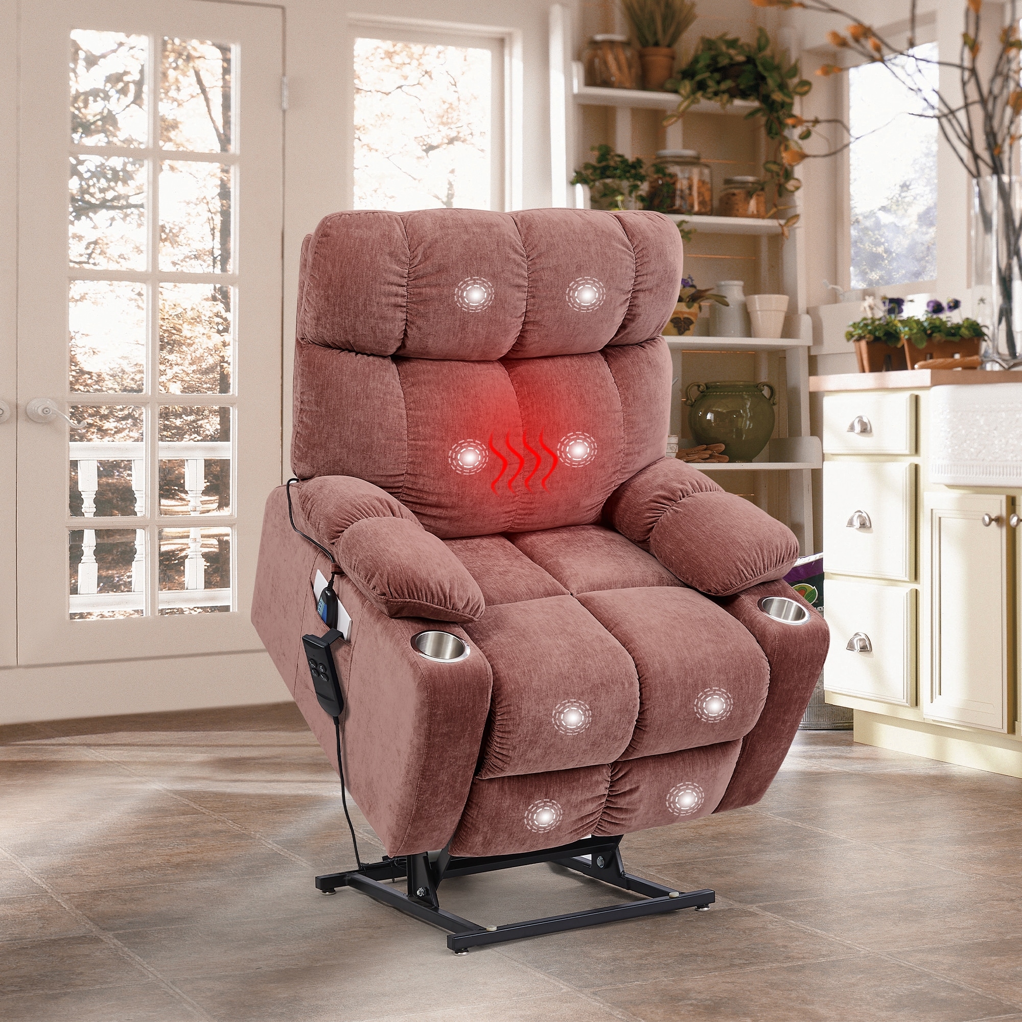 Dual OKIN Motor Power Lift Recliner with Heat Massage for Elderly