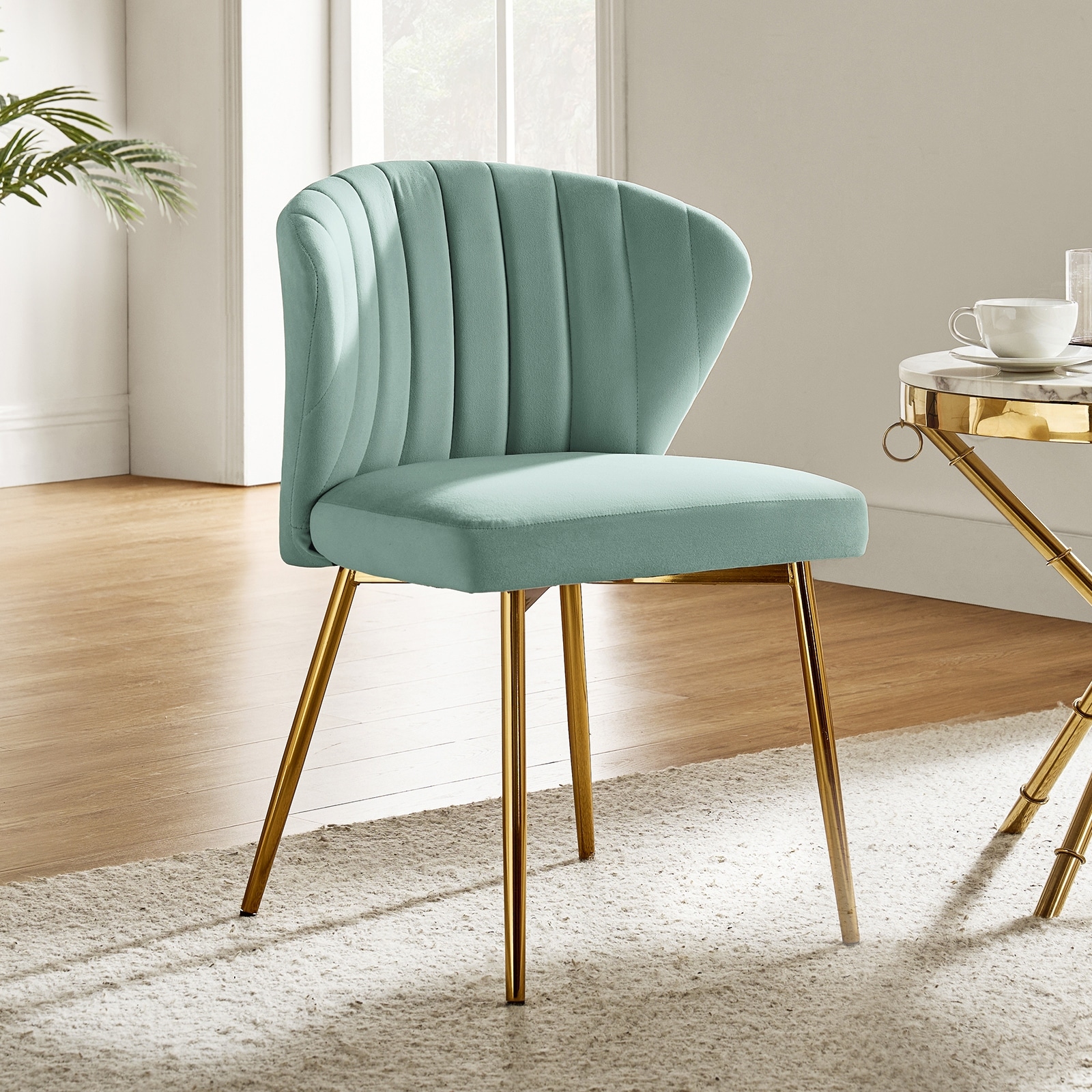 Luna Modern Glam Upholstered Tufted Back Side Accent Dining Chair