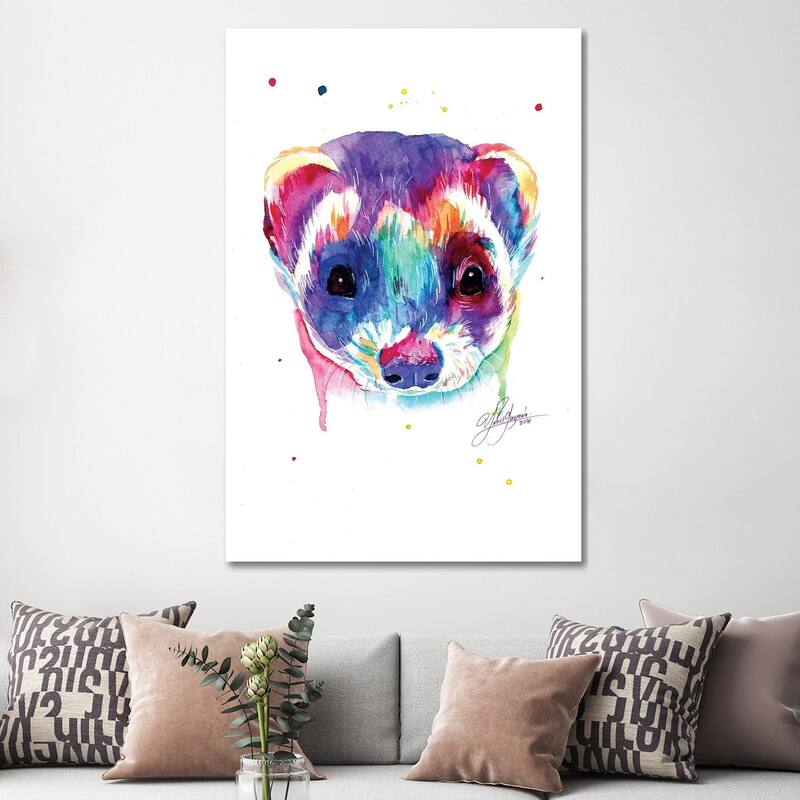 iCanvas "Colorful Ferret" by Yubis Guzman Canvas Print