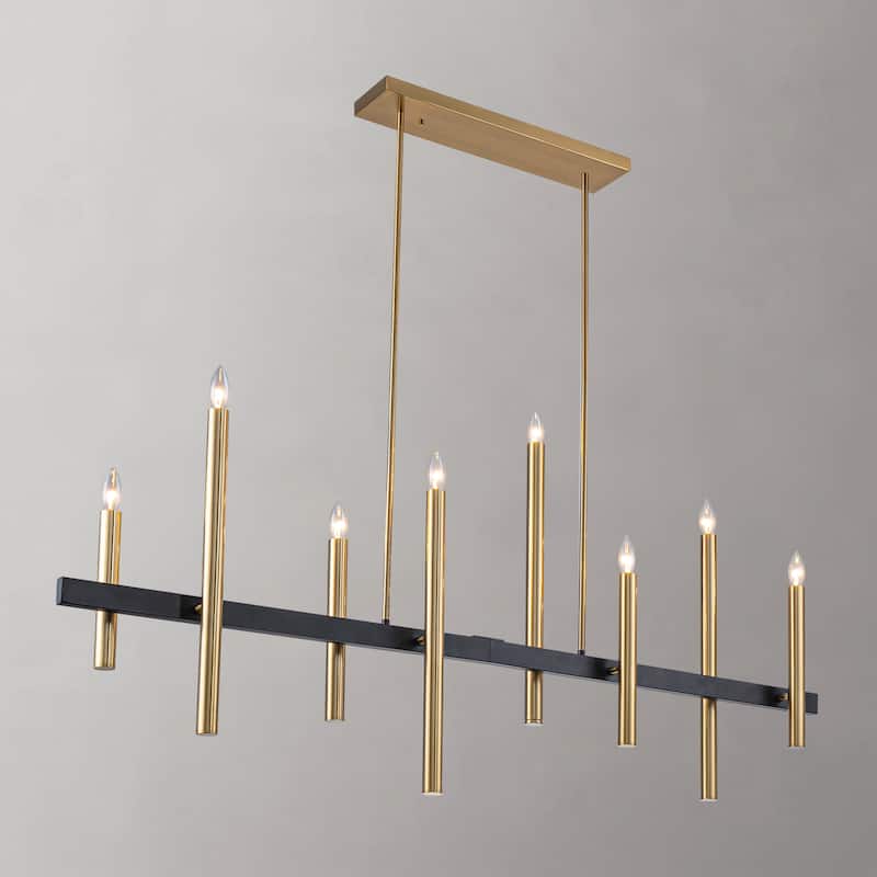 FTL 8-Light Linear Black and Gold Chandelier - N/A - Black Goldd
