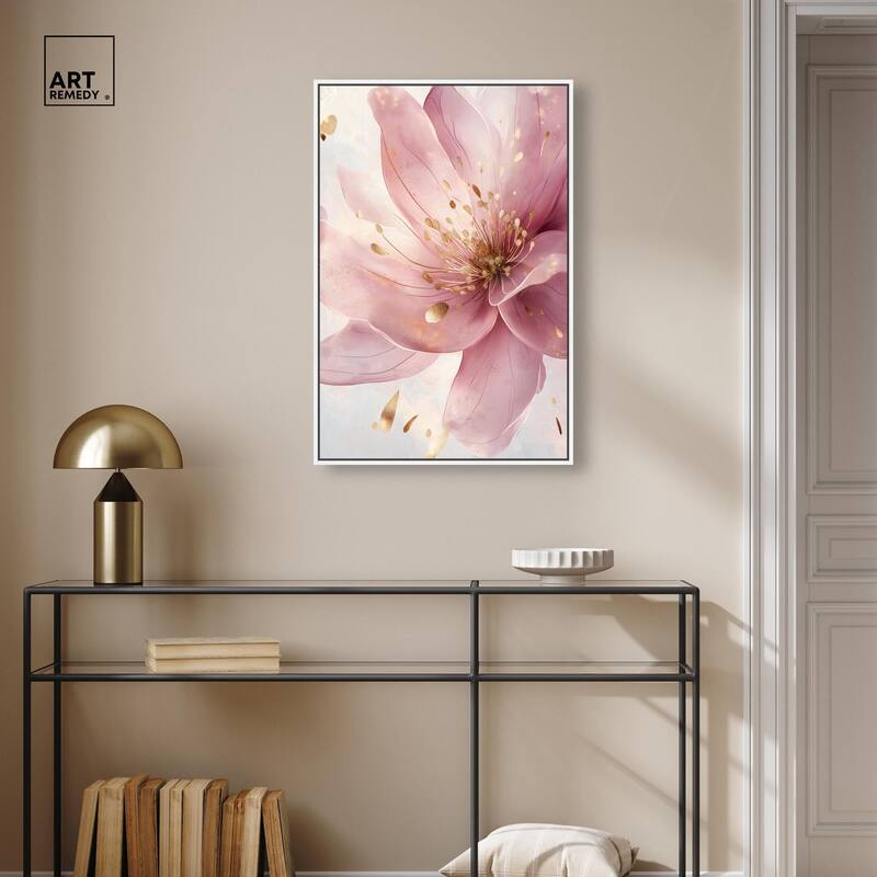 Pink and Gold Bloom Canvas by Art Remedy