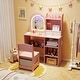 preview thumbnail 16 of 18, Gymax Kids Vanity Set Princess Girls Makeup Vanity Desk w/ 3-Color LED