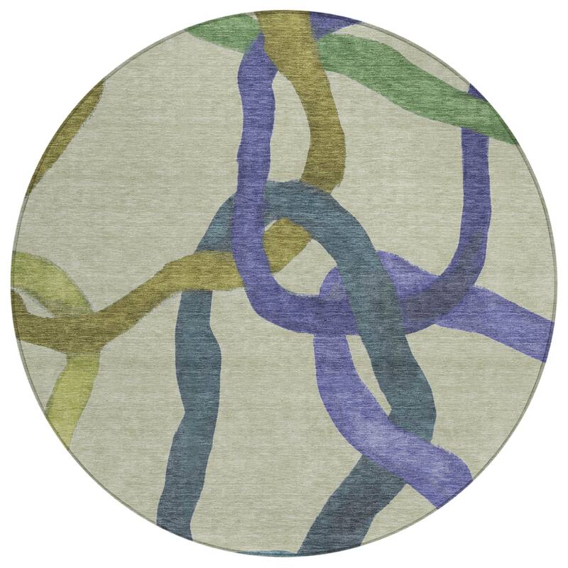Machine Washable Indoor/ Outdoor Abstract Links Chantille Rug