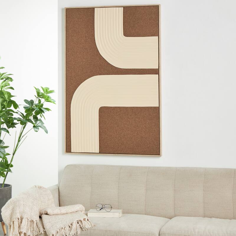 Brown Polyester Geometric Framed Wall Art with Tan Layered Arches - 33"W, 49"H