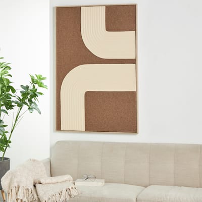 Brown Polyester Geometric Framed Wall Art with Tan Layered Arches