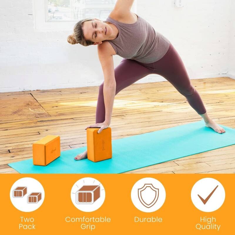 Sol Living Exercise Non Slip Foam Yoga Block 4" x 6" x 9" - 2 Pack