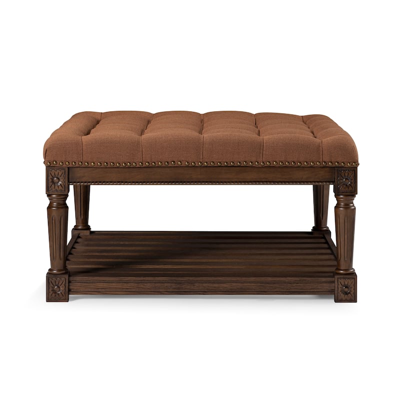 Maven Lane Mesa Square Upholstered Coffee Table - 19' x 33' x 33' - Aged Brown