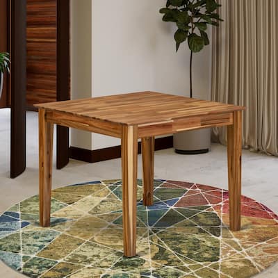 Modern Wood Kitchen Dining Table - Walnut Finish, Asian Style Tabletop, Sturdy Wooden Legs - 36