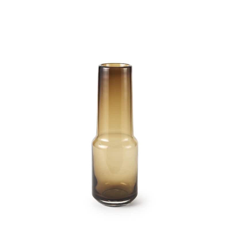12 Inch Brown Crystal Glass Table Vase Modern Cylinder Shape