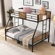 preview thumbnail 1 of 5, Black+Brown Twin over Full Metal Bunk Bed with Trundle and Storage Black+Brown