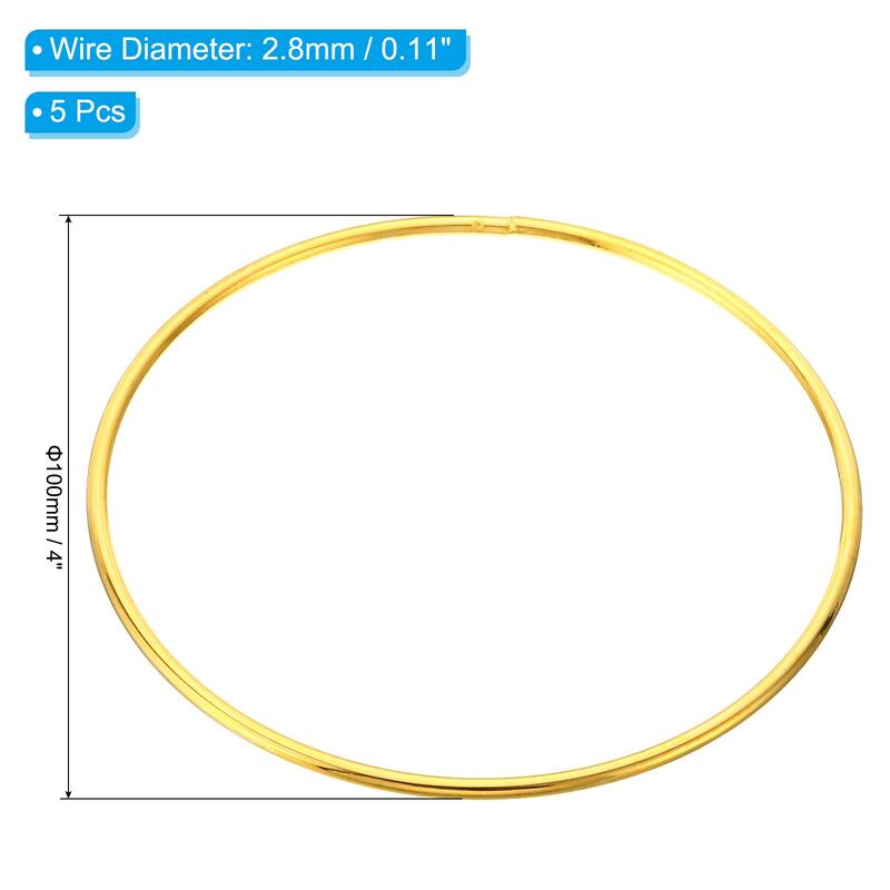 Dream Catcher Rings, 5 Pcs Macrame Wreath Floral Round Ring Hoop, Gold - 4 Inch