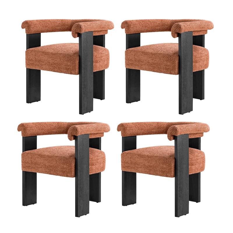 Georg Modern Boucle Dining Chair with Solid Wood Legs Set of 4 by HULALA HOME