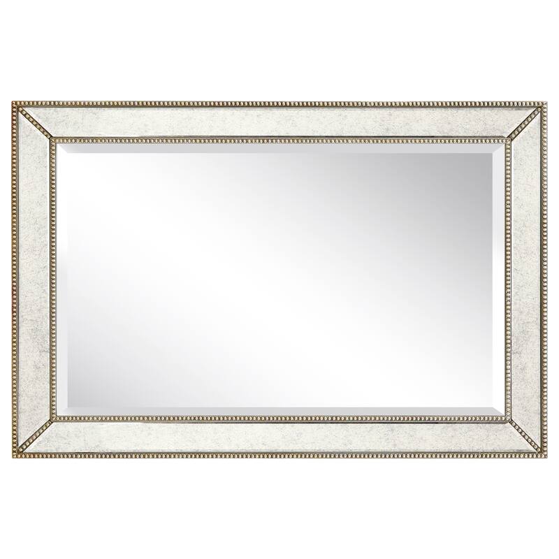 Champagne Bead Beveled Rectangular Wall Mirror - Clear