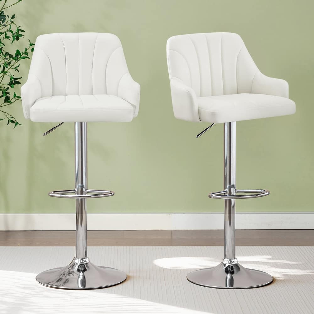 VECELO Adjustable Swivel Modern Bar Stool with Back Barstools Set of 2/ Barstools Set of 4