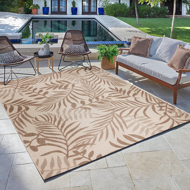 Gertmenian Paseo Akimbo Casual Tropical Leaf Flatweave Indoor/ Outdoor Area Rug Collection
