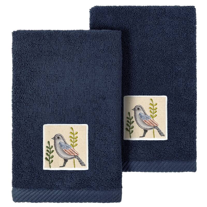 Authentic Hotel and Spa Turkish Cotton Belinda 2PC Fingertip Towel Set - Marine