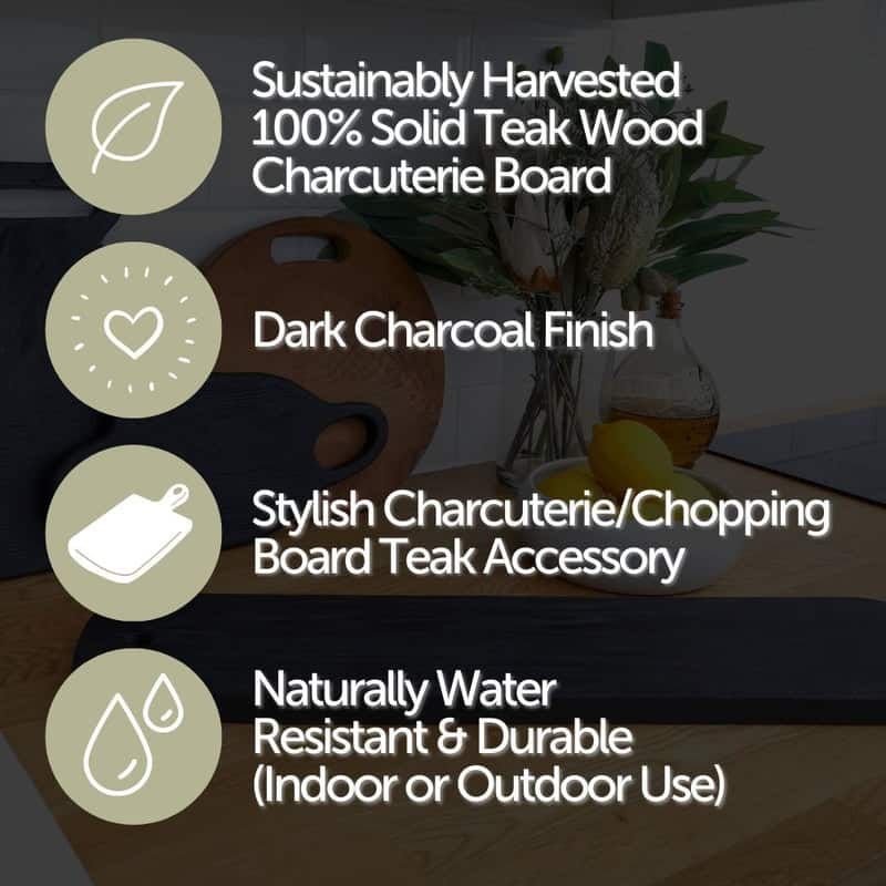 Nordic Teak 24" Charcoal Charcuterie/Cutting Board - Black