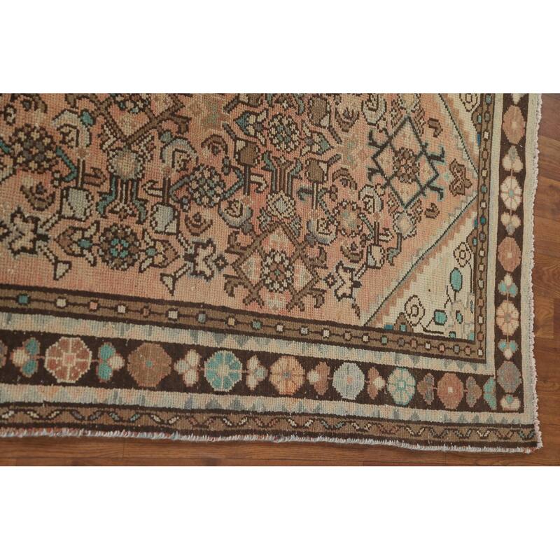Hamedan Persian Vintage Runner Rug Hand-Knotted Wool Carpet - 3'5" x 9'11"