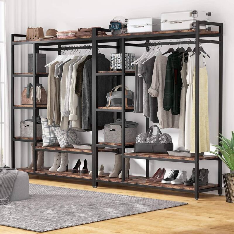 47" Rustic Brown Closet Organizer with 6 Storage Shelves