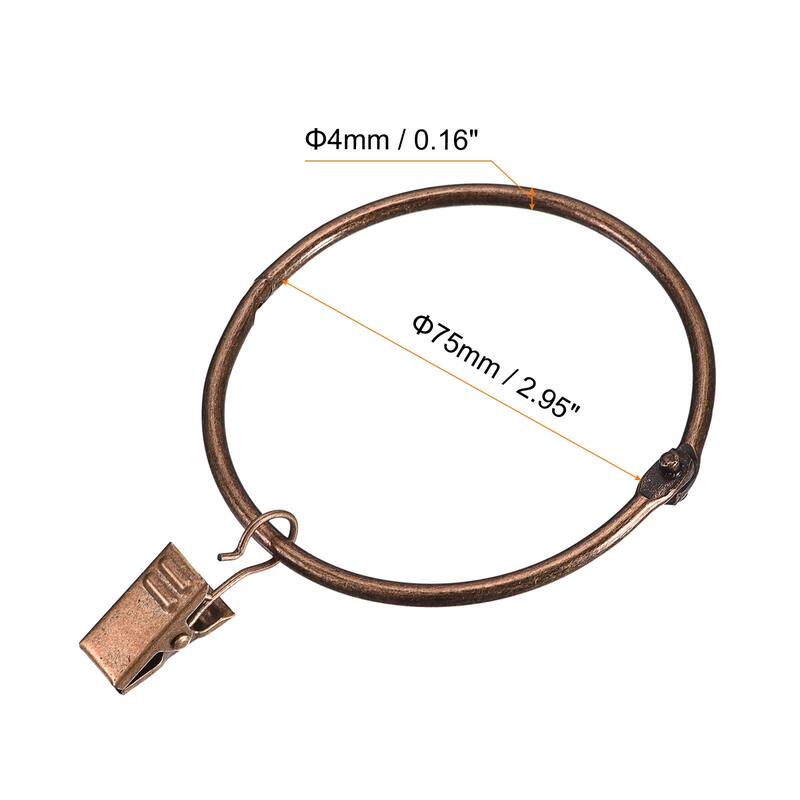 Curtain Rings with Clips, 14pcs - Curtain Clip Rings Hooks - Copper - 3 Inch